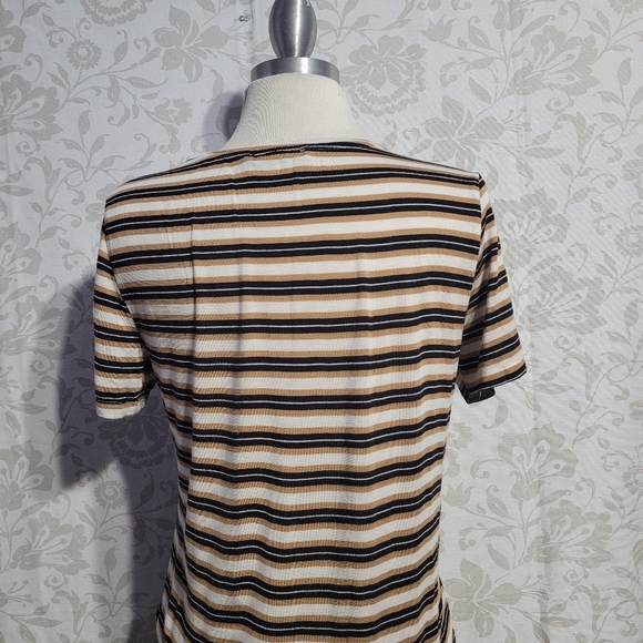 Zara women's striped short sleeve top size  L - Picture 5 of 8